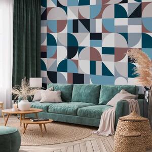 Carta da parati design Mosaico geometrico (blu)