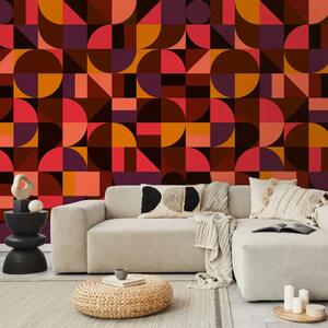 Carta da parati design Mosaico geometrico (rosso)