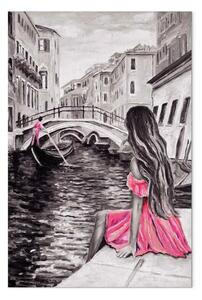Quadro su tela Donna a Venezia verticale