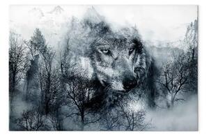 Quadro moderno Predatore di montagna largo bianco e nero