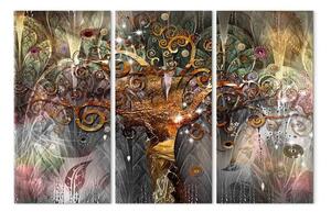 Quadro contemporaneo Albero d'oro (3 pezzi)
