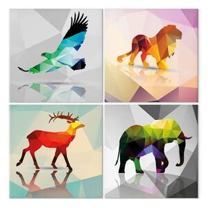 Quadro moderno Animali colorati (4 pezzi)