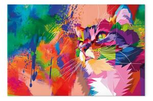 Quadro contemporaneo Gatto colorato largo