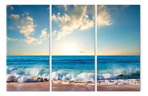 Quadro contemporaneo Ultime vacanze (3 pezzi) - paesaggio mediterraneo mare