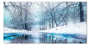Quadro moderno Rigido inverno largo - paesaggio fluviale bianco