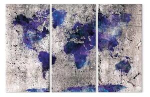 Quadro Mappa del mondo: bolle (3 pezzi)