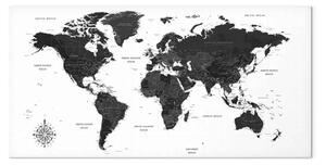 Quadro Mappa bianco e nero - mappa nera
