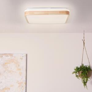 Lampada da soffitto a LED, 40 x 40 cm, 2400 lm, 3000 K, legno chiaro/bianco