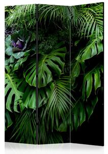 Paravento design Foreste pluviali - paesaggio di foglie tropicali su sfondo di giungla