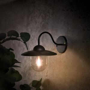 Lampada solare a LED con paralume per la parete della facciata all'aperto in nero | 180 x 235 x 200 mm (L. x L. x H.) | 10 lumen | bianco caldo (2700 K)