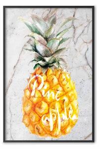 Poster: Ananas su cemento - composizione con frutto tropicale e scritte