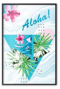 Poster: Aloha! - composizione estiva con foglie tropicali e fiori