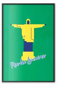 Poster: Rio de Janeiro - scultura iconica della città e scritta in inglese