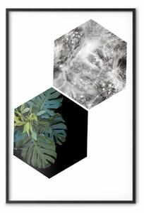 Poster: Fiori con marmo - astrazione geometrica con motivo botanico