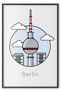 Poster: Berlino - architettura tedesca tra le nuvole e scritta in inglese