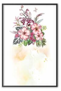Poster: Bouquet colorato - composizione in fiori colorati e acquerelli