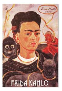 Quadro Ritratto Frida Kahlo - volto dell'artista circondato da vari animali