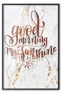 Poster: Buongiorno mio sole - scritta rossastra in inglese su sfondo di marmo