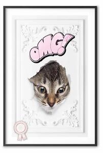 Poster: OMG! - gatto e scritta in inglese su sfondo bianco