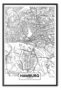 Poster: Mappa di Amburgo - mappa della città tedesca