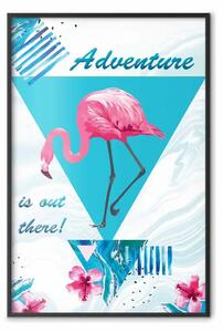 Poster: L'avventura è là fuori! - astrazione geometrica con uccello rosa