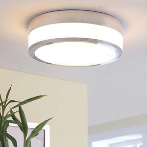 Lampada da soffitto Lindby Flavi, Ø 28 cm, cromo, vetro, IP44, E27