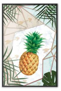 Poster: Frutto tropicale - ananas in composizione geometrica con foglie verdi