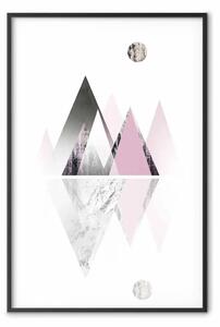 Poster: La strada per la cima - astrazione con rosa/grigio