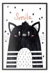 Poster: Sorridi - per bambini, gatto e scritta rosa