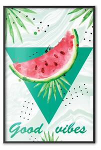 Poster: Vibrazioni positive - con scritta verde e piante