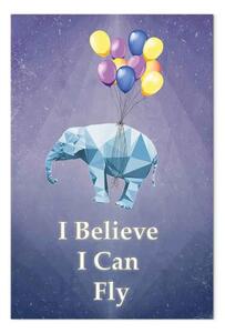 Quadro Parole Ispirazione - elefante, palloncini, scritte motivazionali