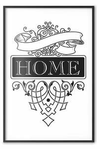 Poster: Casa - composizione bianco-nera con scritta casa e ornamenti