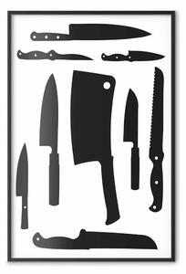 Poster: Cleaver e coltelli - utensili da cucina in B/N