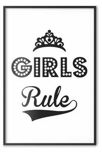 Poster: Le ragazze comandano - composizione bianco-nera con scritte decorative