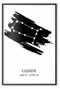 Poster: Gemelli - costellazione di stelle in B/N