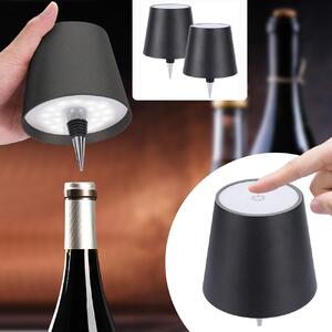 Set da 2 lampade a batteria di design per bottiglie, colore nero: intensità regolabile, 3 tonalità di luce: trasformano le bottiglie in suggestive fonti di luce