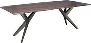 MASSIVMOEBEL24 | FREEFORM 4 Tavolo da pranzo in legno di acacia - laccato marrone / gambe in ferro - antracite lucido 160x90x76