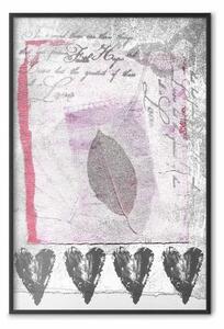 Poster: Diario - composizione vintage con foglie e cuori