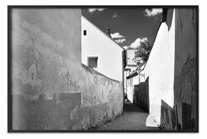 Poster: Strada stretta - paesaggio urbano in bianco e nero