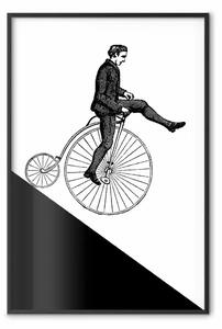 Poster: Ciclista - composizione in bianco e nero con un uomo su un monociclo