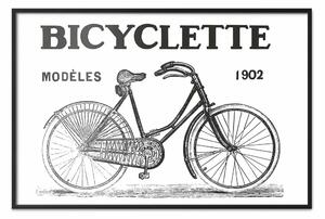 Poster: Vecchia bicicletta: composizione con data e iscrizioni in inglese