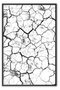 Poster: Terra screpolata: trama irregolare in bianco e nero