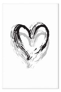 Quadro moderno Cuore in due tonalità - simbolo d'amore in bianco e nero