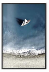 Poster: Yacht in mare: vista a volo d'uccello di barca