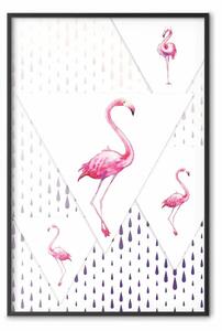 Poster: Famiglia Flamingo: composizione geometrica con uccelli rosa