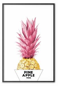 Poster: Ananas dorato: frutto tropicale con foglie rosa