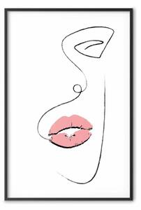 Poster: Labbra carnose - composizione con volto di donna e rossetto