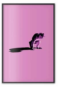 Poster: Una piccola scimmia - animale su sfondo rosa