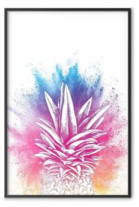 Poster: Ananas colorato: frutti tropicali su sfondo colorato