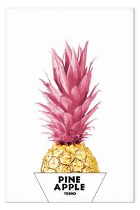Quadro contemporaneo Ananas di stile - grafica con frutta oro-rosa in una scatola bianca